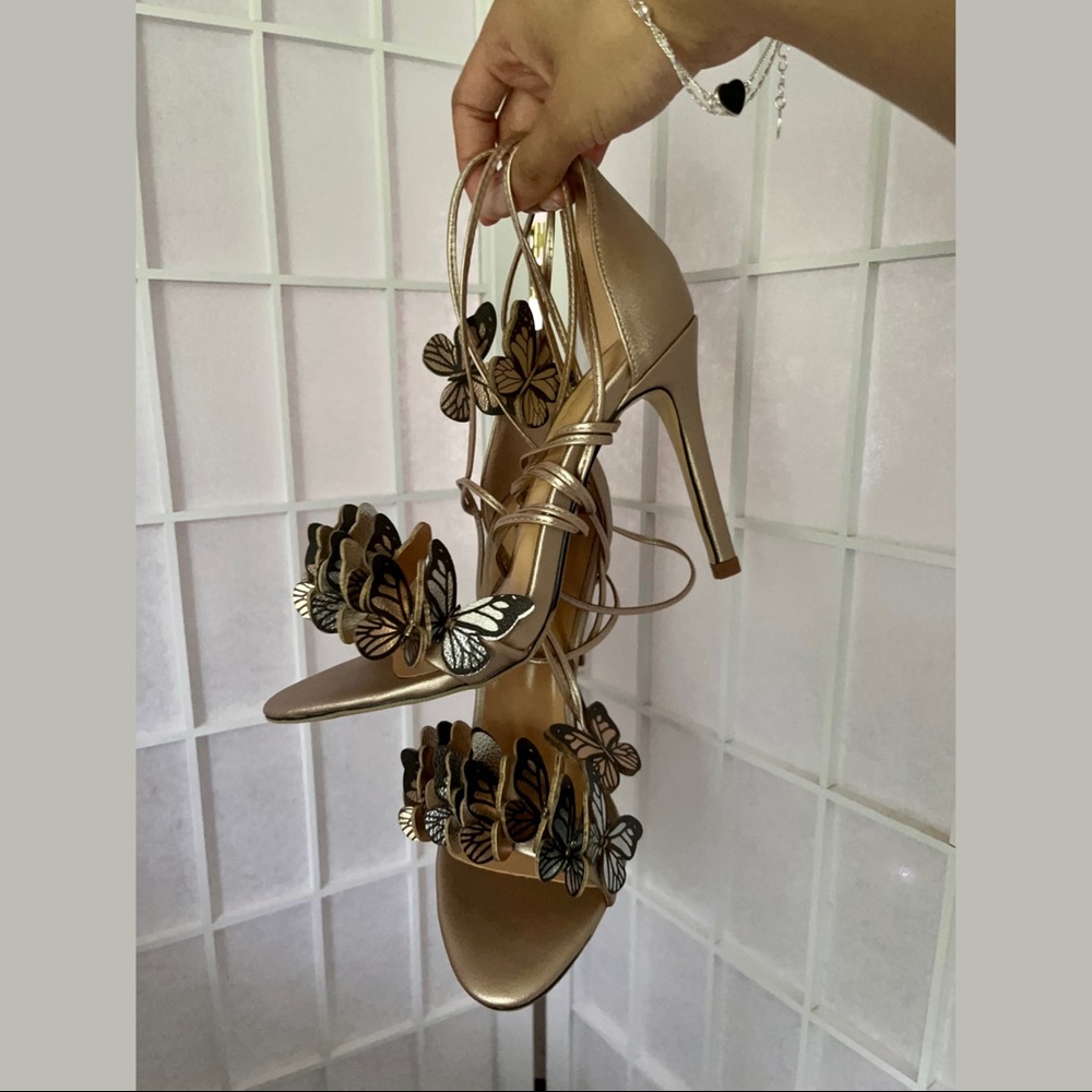 matted gold butterfly heels i bought from Amazon☺️